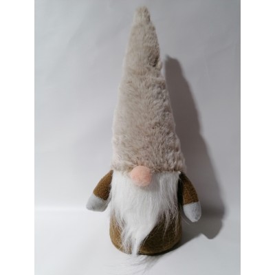 Gnome chapeau fourrure beige